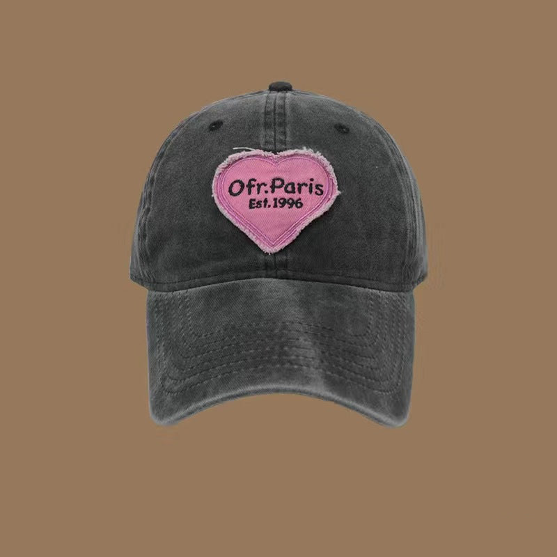 Wholesale Spring and summer large head circumference hot girl heart retro soft top baseball cap